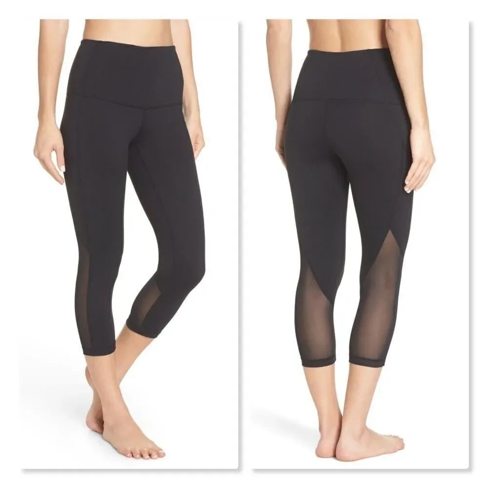 Zella Meditate High Waist Crop Mesh Panel Leggings